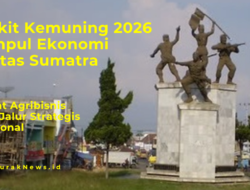 Ilustrasi Tugu Juang Bukit Kemuning di Lampung Utara sebagai ikon daerah di jalur Lintas Sumatra yang mencerminkan peran strategis ekonomi, agribisnis, dan infrastruktur pada 2026