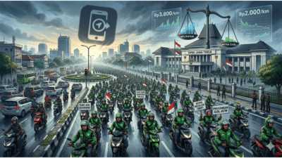 Ilustrasi aksi 3000 ojol Jawa Timur menuju DPRD Jawa Timur menuntut keadilan tarif dan regulasi aplikator