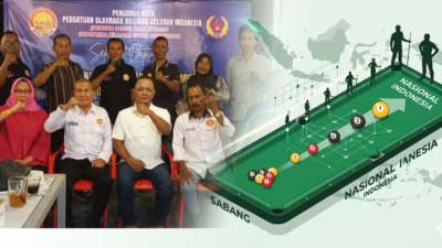 Ilustrasi gabungan Muskot POBSI Sabang 2026–2030 dan konsep pembinaan biliar nasional Indonesia melalui talent pipeline dari daerah ke tingkat nasional