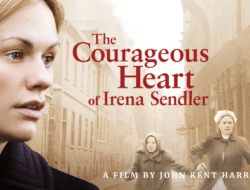 Poster film The Courageous Heart of Irena Sendler (2009) menampilkan Anna Paquin sebagai Irena Sendler dengan latar kisah penyelamatan anak-anak Yahudi dari Ghetto Warsawa pada Perang Dunia II