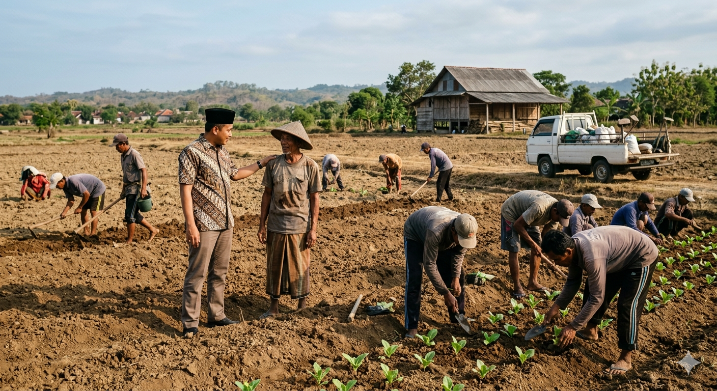 Petani tembakau di Pamekasan Madura mempersiapkan lahan pada awal musim tanam dengan interaksi juragan lokal sebagai penyangga ekonomi