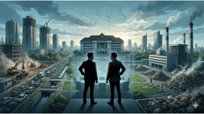 Ilustrasi duet PDIP dan Golkar di DPRD Surabaya saat mengevaluasi proyek lingkungan, PLTSa Benowo, dan infrastruktur energi Kota Surabaya tahun 2026.