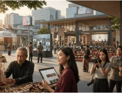 Ilustrasi “photorealistic” transformasi kebijakan budaya Indonesia di era digital dan diplomasi global