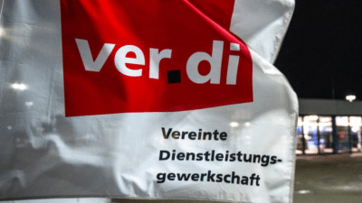 Bendera Ver.di serikat pekerja Jerman simbol transformasi pendidikan digital dan AI bagi buruh